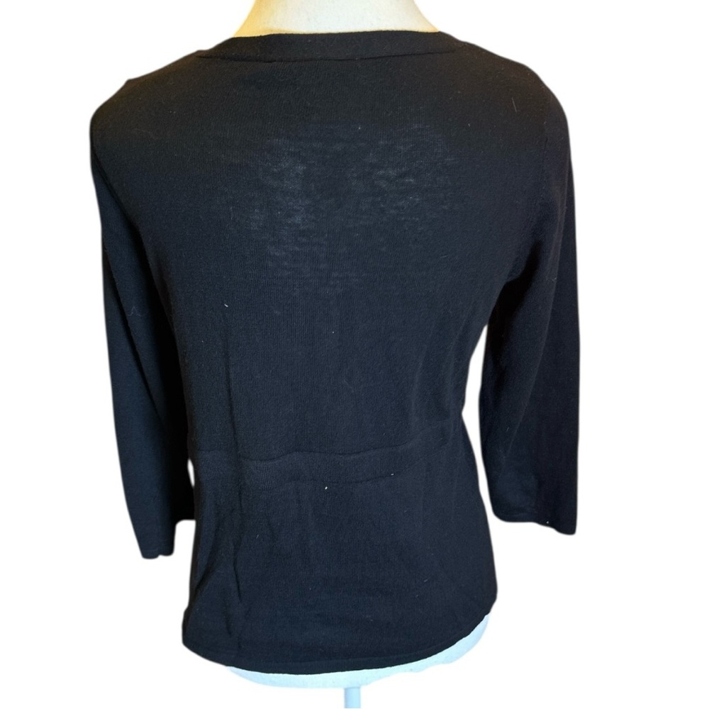 White House Black Market Black Cardigan with White Accents - Picture 6 of 10
